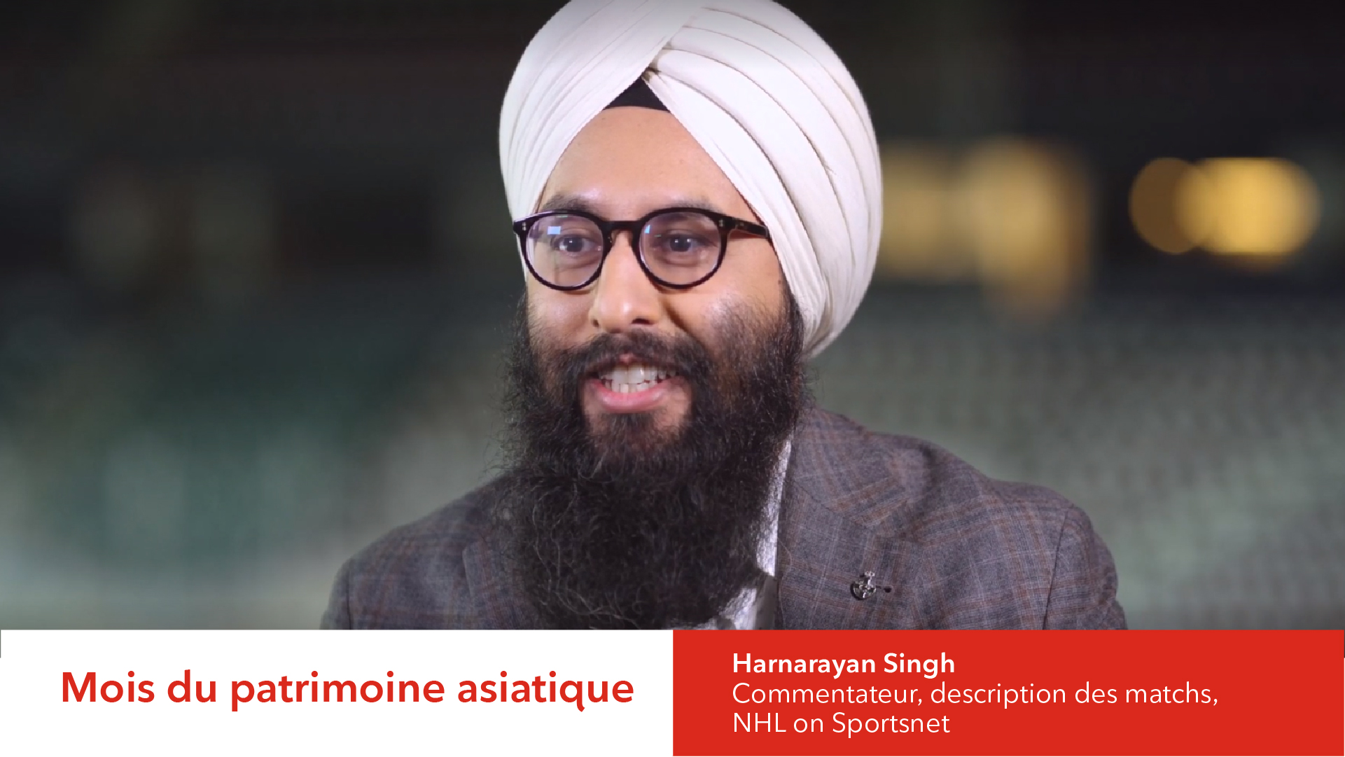 Portrait de Harnarayan Singh, membre de l'équipe Sportsnet, et la légende : Mois du patrimoine asatique : Harnarayan Singh, commentateur descriptions des matchs, NHL on Sportsnet